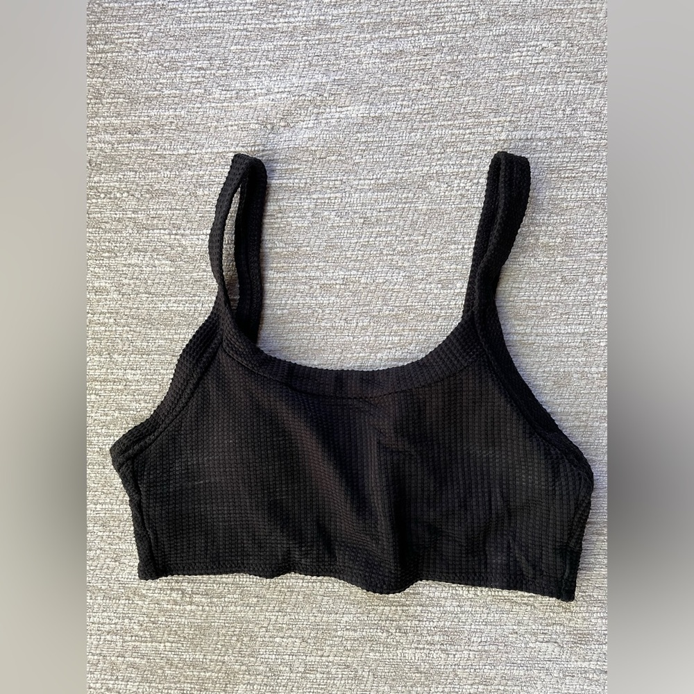 Aerie black Waffle Bikini Top